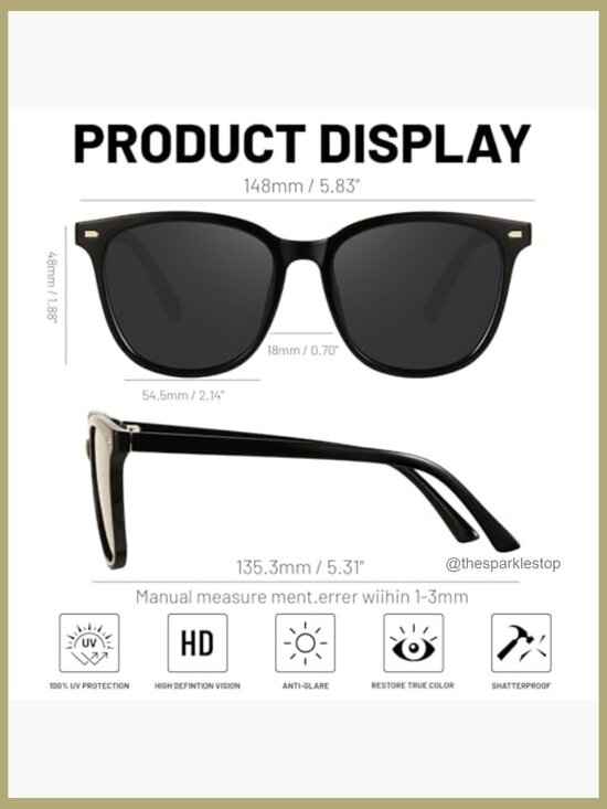 Retro Polarized Sunglasses Big Frame Vintage Style UV400 Protection main image 5